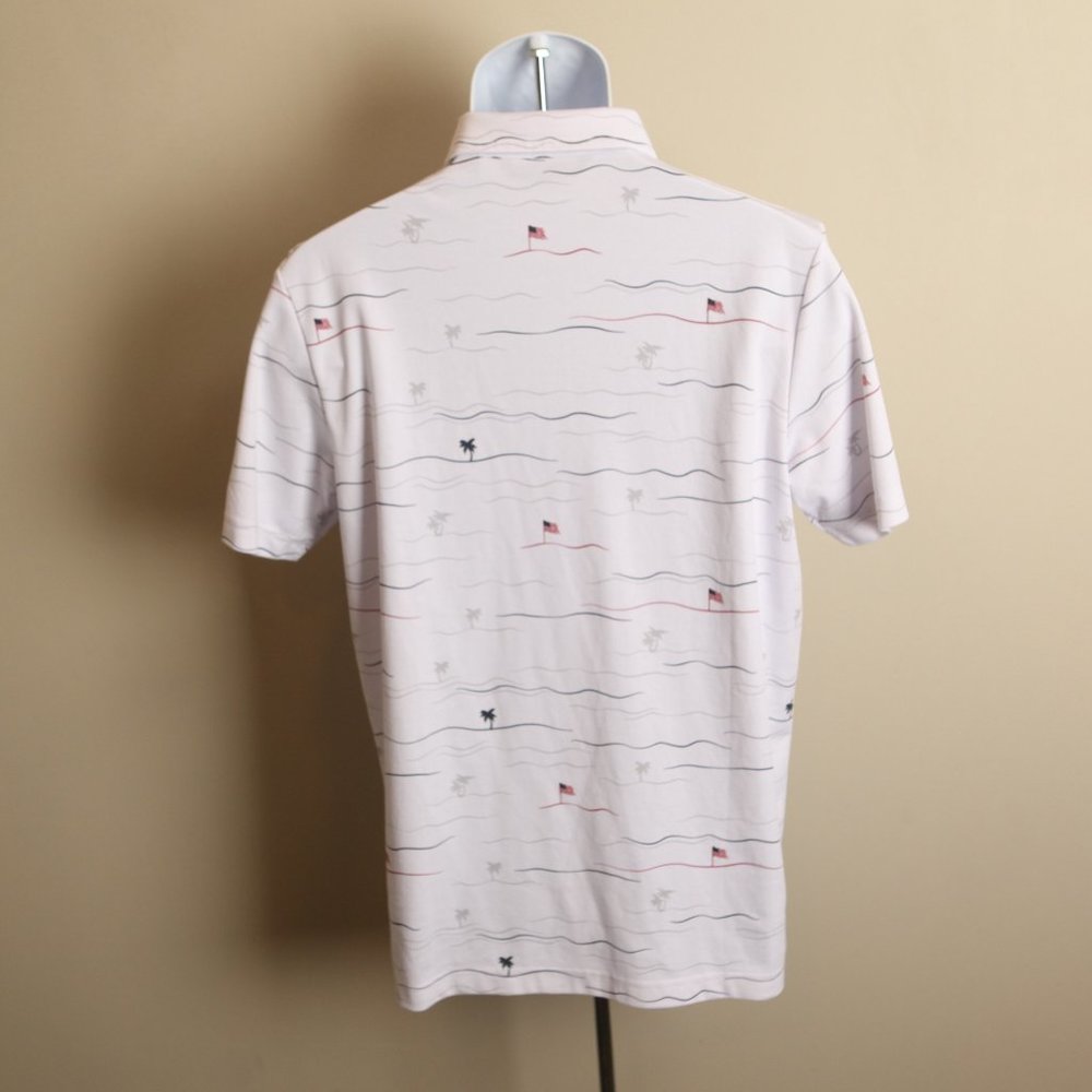 Travis Mathew Men's red, white and blue 4th of July golf s/s polo shirt Medium M - Picture 5 of 7